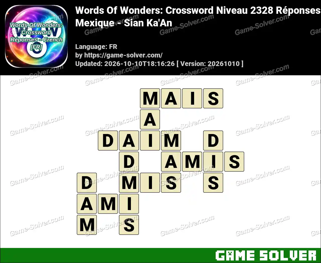 Words Of Wonders: Crossword Niveau 2328 Réponses – Mexique – Sian Ka’An